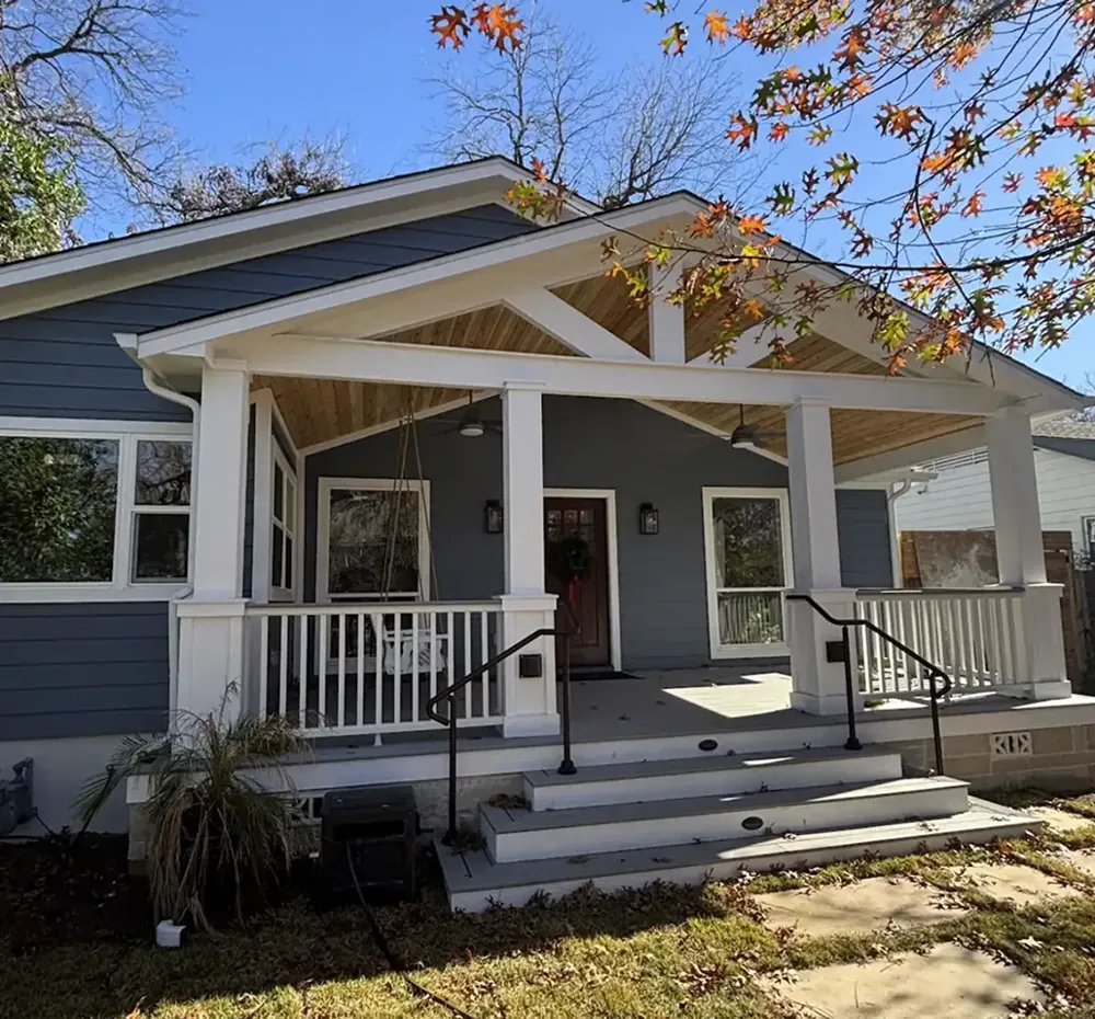 Craftsman-style front porch renovation by an Austin-area remodeling contractor