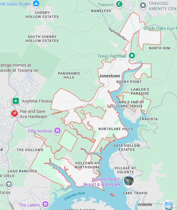 map of Jonestown service area