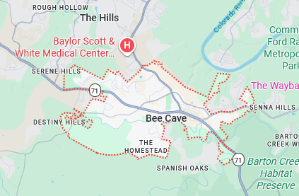 map of Bee Cave service area