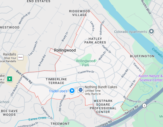 map of Rollingwood Service Area
