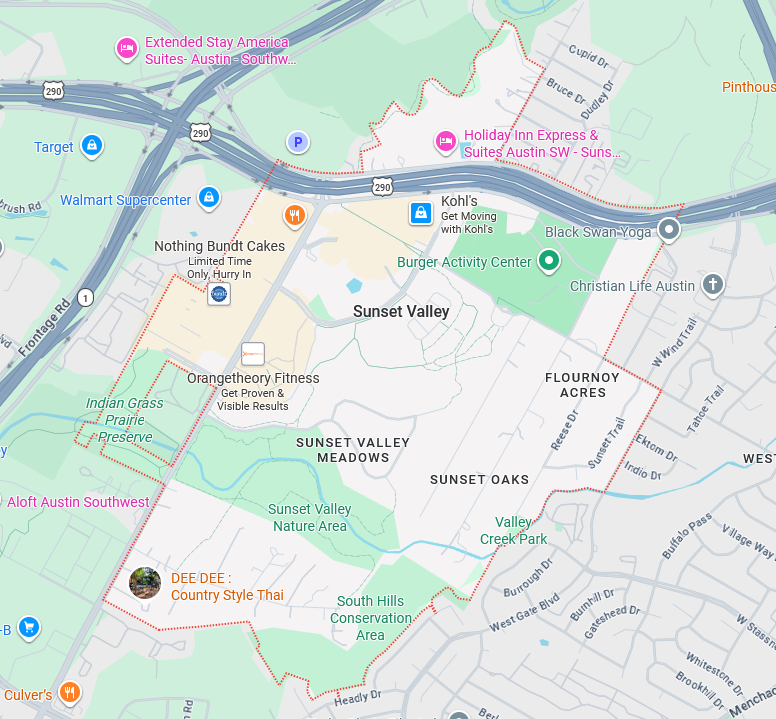 map of Sunset Valley service area